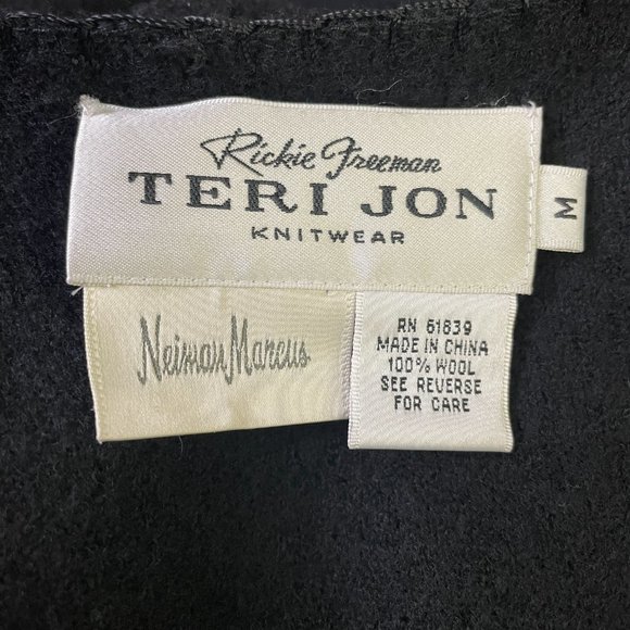 RICKIE FREEMAN TERI JON KNITWEAR FLORAL EMBROIDERED WOOL DRESS & DUSTER SET MED - Picture 14 of 14